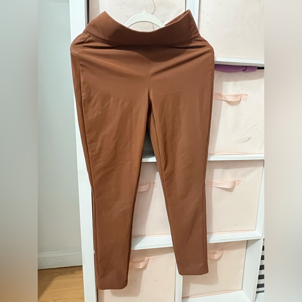 Light coffe leather leggins for women size M, used only 1 time